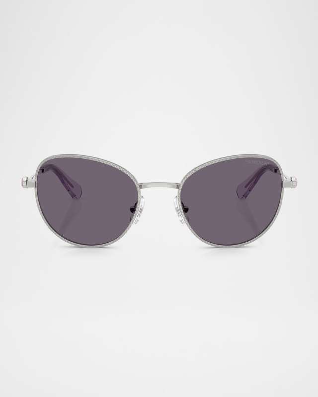 SK7032 Crystal Metal Round Sunglasses